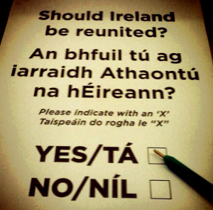 Wahlschein des Referendums über die Vereinigung Irland